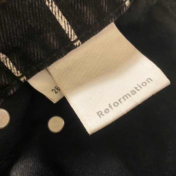 Reformation Denim Miniskirt Railroad Stripe Size 26 - Picture 5 of 5